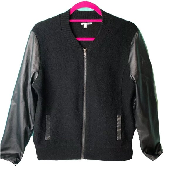 Halogen Jackets & Blazers - Nordstroms Halogen women’s merino wool faux leather sleeve jacket sz m black